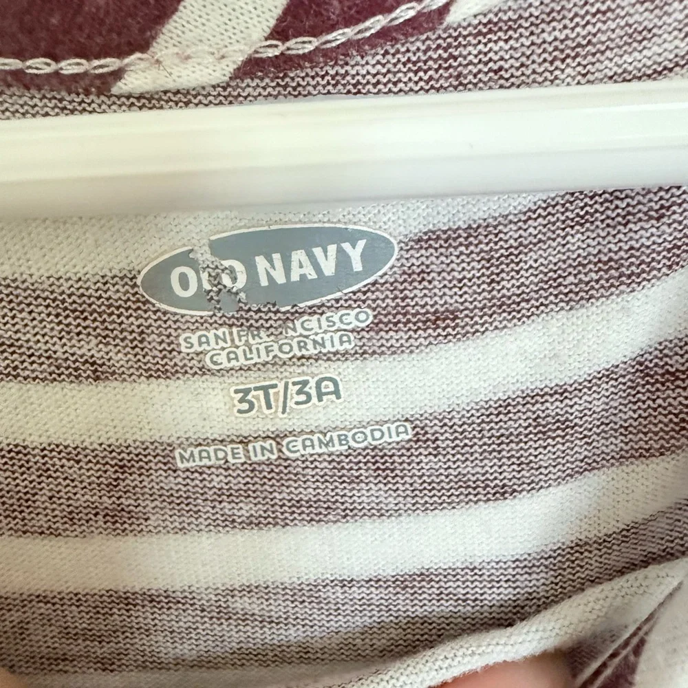 Maroon & White Striped Dress Toddler Girl - Size 3t